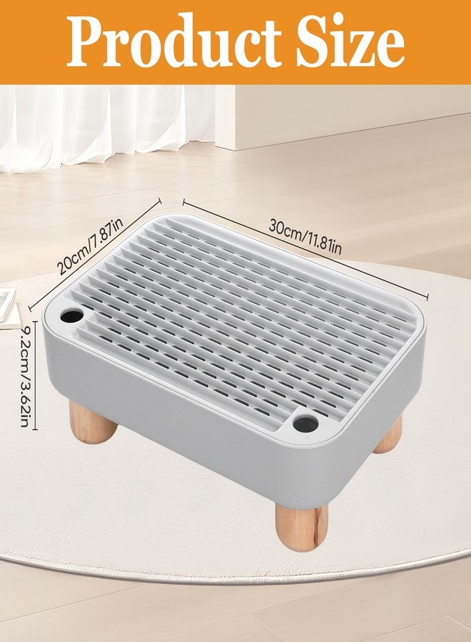 Jaarssho Litter Box Step with Wooden Base, Elevated Cat Ramp for Small & Elderly Pets, Easy-to-Clean Cat Tray Accessory, Non-Slip Grey Litter Box Ramp (11.81"×7.87"×3.62") - Image 2